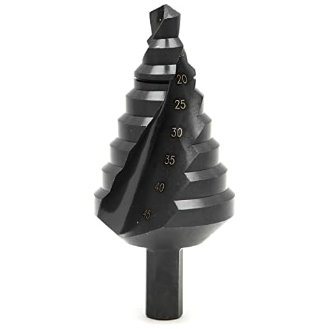 Hakkin 10mm-45mm Titanium Coated HSS Steel Spiral Grooved Step Cone Drill Bit Hole Cut Cover