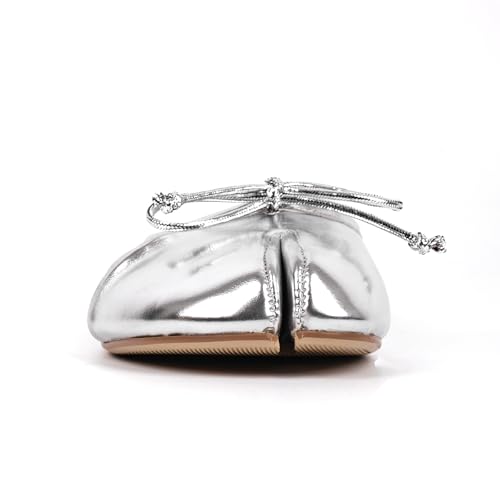 VERISSON Tabi Flats for Women Cute Bowknot Mules Flat Dressy Casual Shoes with Split Toe Design4