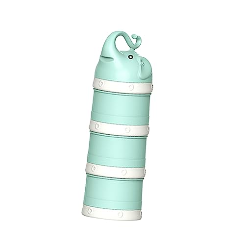 Yardwe Cartoon Elephant Portable Milk Powder Box Food Grade Container with Independent Sections No Leakage Design for Formula and Snacks Green Color