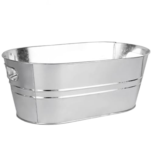 WANGJIANPENGPL Cubiteras, Barreño Galvanizado Grande de 15L para Fiestas, Cubo Cerveza para Vino, Champanera para Fiestas para Champán Cerveza y Centros de Mesa