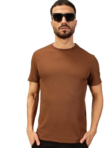 Image of Thomas Scott Men's | Solid | Half Sleeve | Slim Fit | Poly Blend | Crew Collar | Casual Tshirt