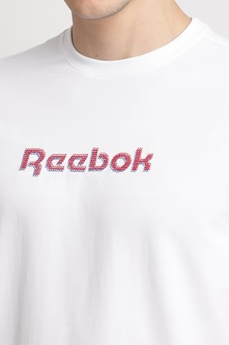 Image of Reebok Men's Cotton-Lycra Blend T-Shirt - 4-Way Stretch Smooth Smooth Round Neck Half Sleeve Tee for Men | Casual Tshirt for Men Stretchable Tshirt