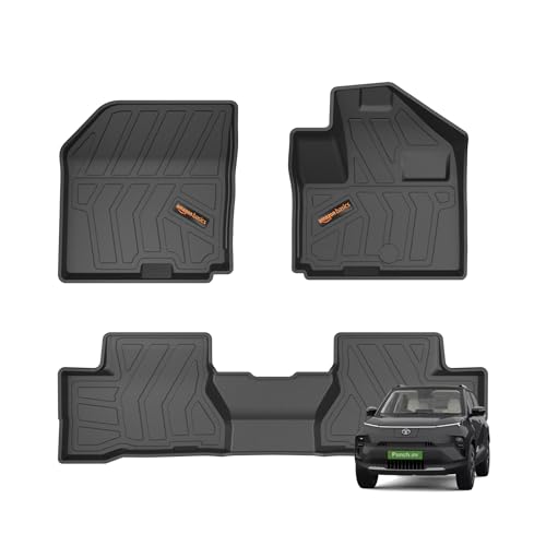 Image of Amazon Basics - 5D Car Floor Mats for Tata Punch EV (Jan 2024-Present) | Black | All-Weather Protection | Custom Fit
