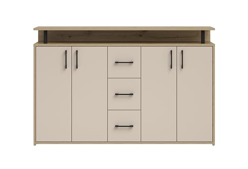 AVANTI TRENDSTORE DORO - cassettiera da ingresso, comó portaoggetti con 4 ante e 3 cassetti in legno truciolare. Dipsonibile 5 colori. Dimensioni ca. LAP 139x90x34 cm