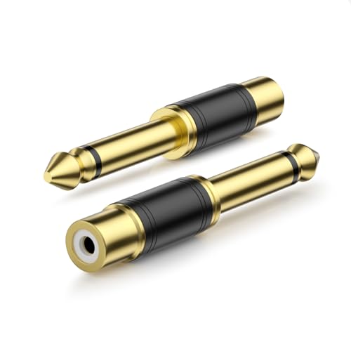 Image of VANAUX 2-Pack RCA to 1 /4 Inch Audio Adapter, 6.35mm TS Mono Plug Male to RCA Female Connectors, Gold-Plated