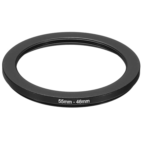 PATIKIL 55mm-46mm Metal Step Down Ring, Camera Lens Filter Adapter Ring Aluminum Filter Adapter Ring for Camera Lenses Hood, Black