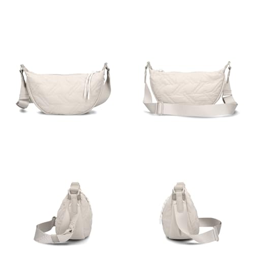 Zwei Damen Puffer Tasche Cleo CL50 gesteppte moonbag 2 Liter wasserabweisende quilted Puffy Bag Halbmond-Form, recyceltes Nylon, Stepptasche tragbar als Umhängetasche oder crossbody (sand)