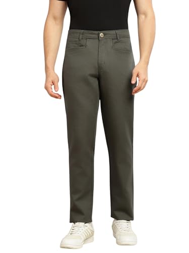 Image of Thomas Scott Men's Smart Straight Fit Chinos Trouser | Mid-Rise | Solid | 5-Pocket Design | Woven Fabric