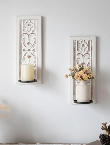 Walasis Rustic Candle Sconces Wall Decor Set of 2 -