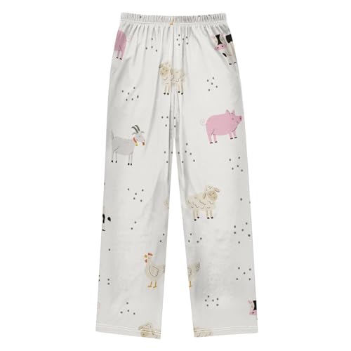 Farm Animal Boys Pants Boys Athletic Pants Long Pant for Boy with Pockets Wide-Leg Size 6-14Y2