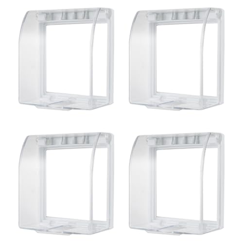 HEALEEP Cubierta de Enchufe Transparente para Baño 86 Tipo, 4 Unidades, Caja Protectora a Prueba de Salpicaduras para Tomacorrientes, Adecuado para Cocina, Jardín y Exteriores