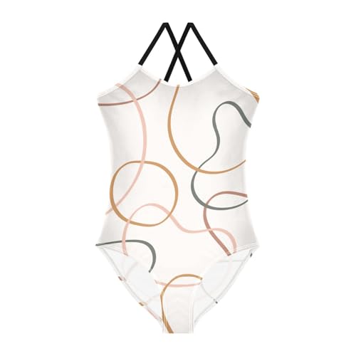 Stripes Circles Girls 1-Piecing Swimsuits Toddler Swim Suits for Girls Toddler Bathing Suit Girl