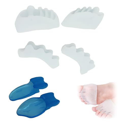 Separador de Dedos del Pie en Silicona, Corrector de Juanetes y Almohadillas Metatarsales - Kit Completo para Alivio y Corrección de Pie - Ideal para Uso Diario y Actividades - Restore Feet(Pack de 6)