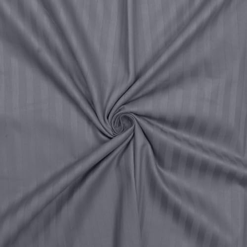 Image of Cotton Satin Stripes Single Bed Sheet with 1 Pillow Cover - Dark Grey
