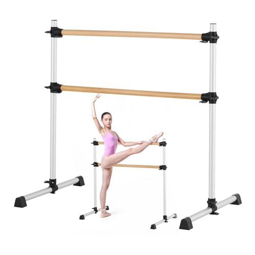 VEVOR Ballettstange Tanzstange freistehende Doppelstange, höhenverstellbare (170-1165 mm) Stretchstange aus Holz für Ballettübung, Gleichgewichtstraining, Entspannungsübungen, Fitnessstudio