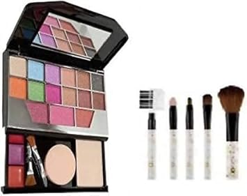 Generic Women's & Girls TYA 5024 Mini Multicolour Makeup Kit, 5 Makeup Brushes Set with 1 Beauty Blenders - (Pack of 7)
