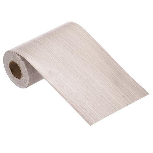 Image of MECCANIXITY Wood Grain Repair Tape, 4 Inch x 33 Feet Self Adhesive Wood Grain Tape Multi-Purpose Wallpaper Border Trim for Furniture Floors Windows Doors Tables Home, Light Gray