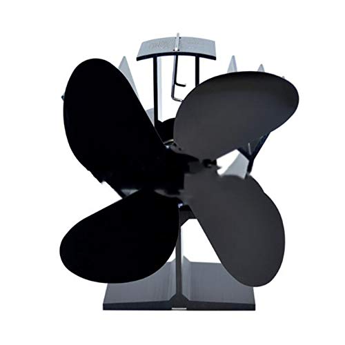 Preisvergleich Produktbild Yiyu Kaminventilatoren Wärmekraft Kaminlüfter Wärmebetriebener Holzofenlüfter Für Holzkaminofen Umweltfreundliche 4-Blatt-Lüfter x (Color : Black)