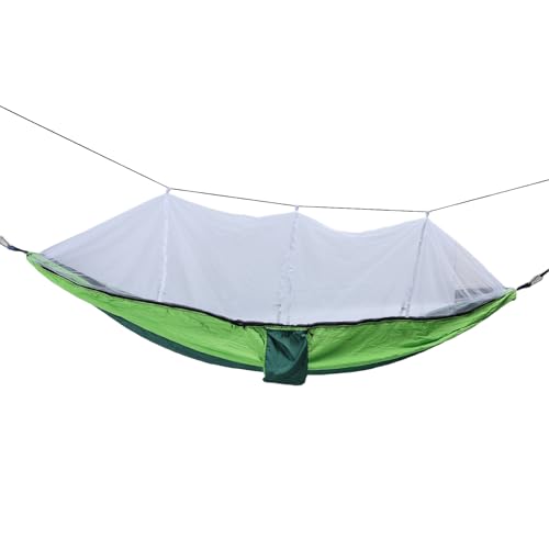 Hamaca para Exteriores, Hamaca portátil Ligera con Soporte de Carga de 661lb con Red para Patio, Camping, Picnic (Verde Oscuro con Verde Fruta (Red Blanca))