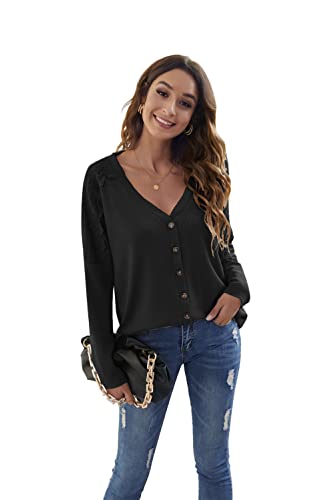 Brosloth Sexy Unie Femme Chic Épaules T-Shirt Pull Tricoté Lâche Pullover Haut Femme Manche Chauve Souris Oversize Noir XL Cover