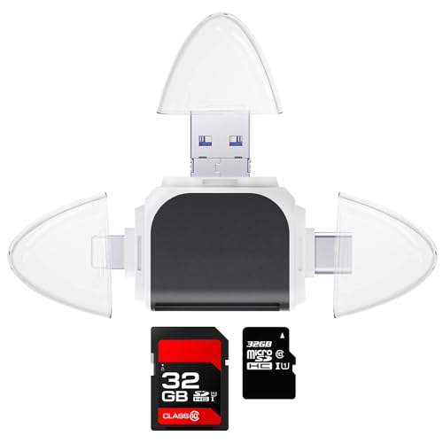 AVCXEC Lector Tarjetas SD, Multi-Port 4 In1 Universal SD TF Card Reader, Multifunctional Card Reader, USB C SD TF Memory Card Reader, para MacBook, Windows, Android, Tabletas (A)