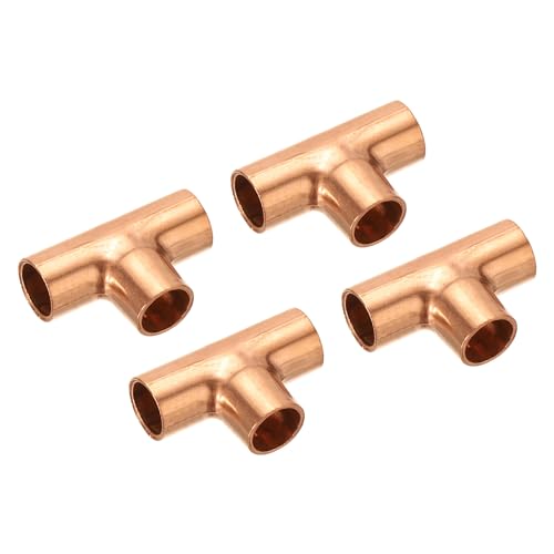 PATIKIL 5/16 ID Raccordo a T Rame, 4pz 3 Vie Raccordo per Tubo a Pressione Giunto Saldatura con Connessione Sudore per saldatura con connessione a saldare per HVAC Condizionatori d'Aria