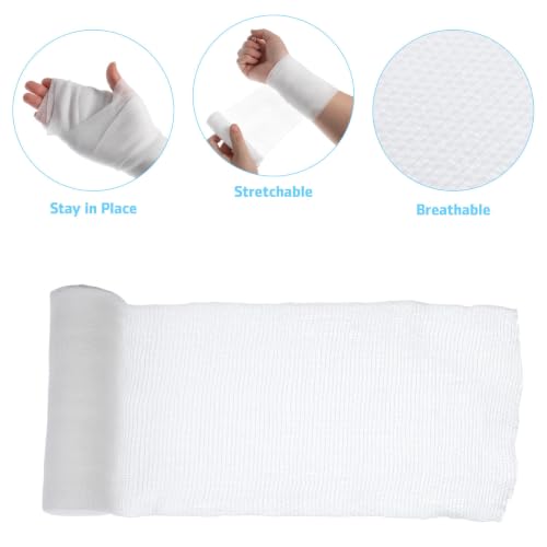 Venda de gasa 24 rollos 10 cm x 4.5 m envoltura blanca de gasa para heridas, empacado individualmente, suministros para vendajes conformes para botiquín de primeros auxilios y uso de emergencia miniatura 3