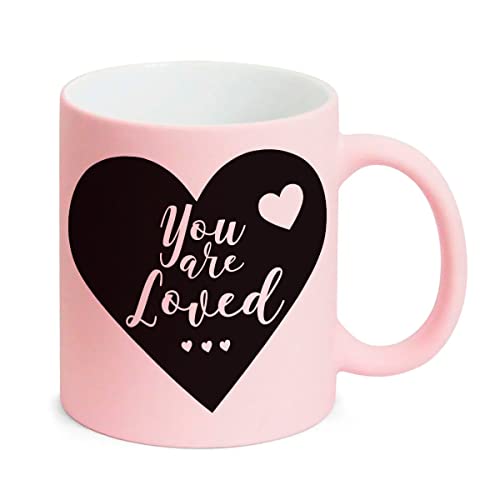 Caneca Cerâmica Rosa Candy Coracao Frase You Are Loved