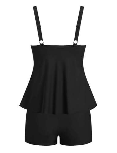 ZAFUL Tankini Swimsuits for Women Summer Beach Paisley Print Cami Top and Solid Boxer Briefs Two Pieces Swimsuit4