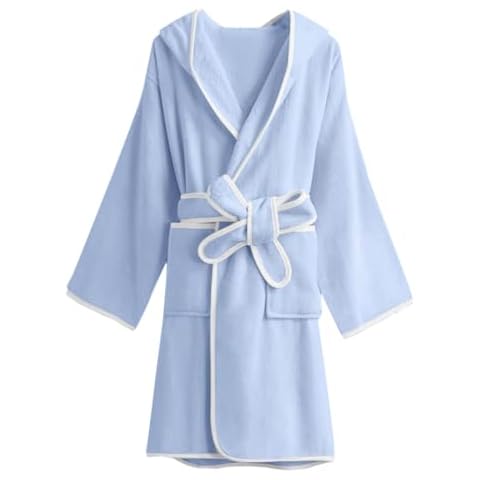 Umeyda Boys Girls Towel Cotton Robe Kids Soft Terry Cloth Hooded Bathrobe Sleepwear, Blue, 4T Cover