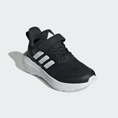 adidas Tênis infantil unissex Fortarun 3.0 de renda elástica, Preto/branco/preto, 2 Little Kid