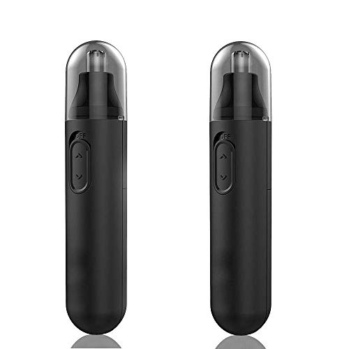 2 PACK Nose and ear hair trimmer, professional painless battery-powered nose hair trimmer, both men and women, waterproof, easy to clean electric nose hair trimmer (black)