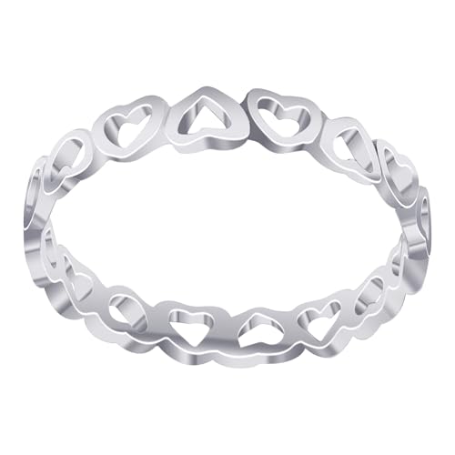 925 Sterling Silver Tiny Open Hearts Eternity Band Ring3