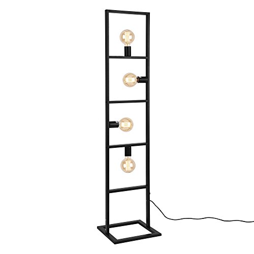 [lux.pro] Lampadaire Lampe à Pied Métal Noir 4 x E27 142,5 x 31 x 31 cm