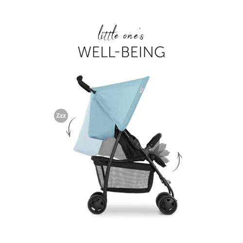 Image of Hauck Baby Stroller Lightweight One-Hand Fold Reclining Pushchair Blue | Swivel lockable front wheels, adjustable footrest, 5-point harness, XL basket, birth to 3 years up to 18 kg