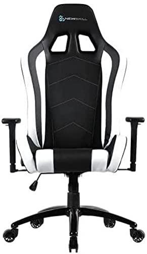 Newskill Takamikura - Silla Gaming Profesional (inclinación y Altura Regulable, reposabrazos Ajustables, reclinable 180º), piel, con ruedas, tapizada, reposabrazos, Color Blanco