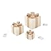 Bambelaa! 3er Led Deko Geschenke Leucht Boxen Timer Weihnachts Dekoration Weihnachtsdeko Beleuchtet Deko Weihnachten (Gold)
