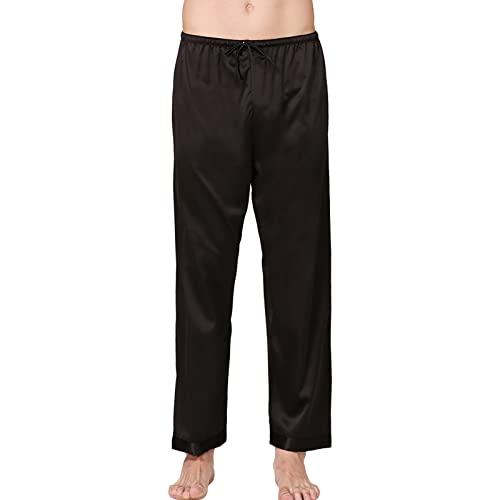 JEShifangjiusu Mens Satin Pyjamas Pants Soft Sleep Bottoms Lounge Pants Lounge Drawstring Silk Satin Pajama Pants M~3XL