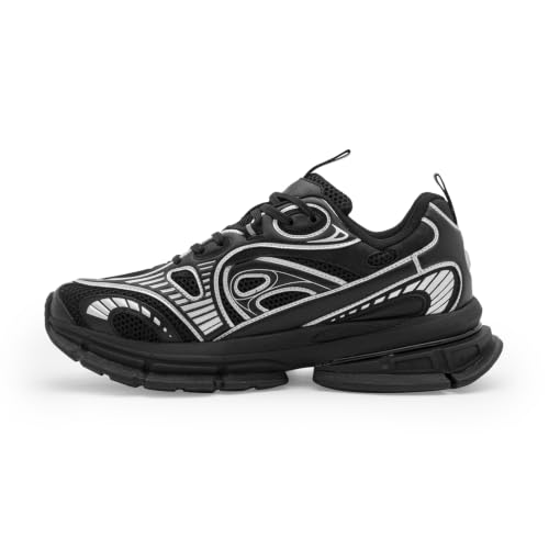Image of Red Tape Men's Sneakers Grey Black Mesh Pu Round Toe Lace-Up
