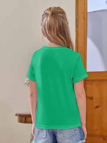 Image of Girls Short Sleeve T Shirts Kids Summer Tops Crewneck Tees 5-14 Years