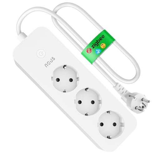 Multipresa Smart ZigBee 16A, Richiede Hub ZigBee, Ciabatta 3 Prese con Monitoraggio Energetico, Cavo 1,8 m, Controllo App, Compatibile con Zigbee2MQTT, Alexa, Google Home