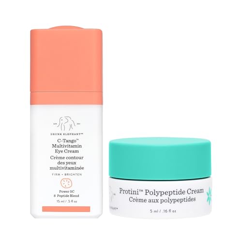 Drunk Elephant C-Tango Multivitamin Eye Cream with Deluxe Sample - 15ml Vitamin C Eye - 5ml Protini Polypeptide Cream - Clean Clinical Skincare - Cruelty-Free - Dermatologist-Tested