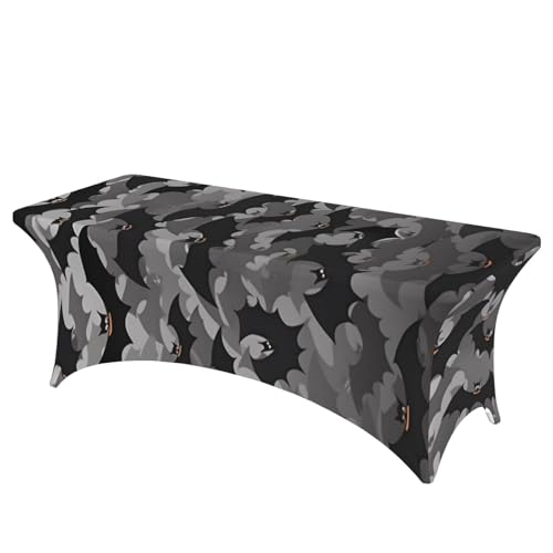 Nappe de table extensible 1,8m chauve-souris grise en élasthanne pour buffet rectangulaire - 2
