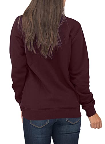 Samefar Womens Fall Tunic Sweatshirts Full Sleeve 1/4 Zip Fleece Warm Soft Pullover Shirt And Blouse Purplish Red Large #TOP2