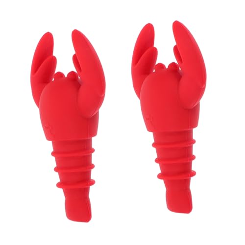 DOITOOL 2 Piezas Tapón para Botella de Vino de Silicona Forma de Langosta de Reutilizables Decorativos y Saludables Adecuados para Aceite Vinagre y Fiestas Casa