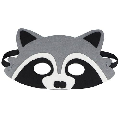 Jtnohx Masques Animaux en Feutrine, 10 Masques d'Halloween Enfant, Accessoires de Fête D'anniversaire Costume D'animaux（masques de raton laveur）
