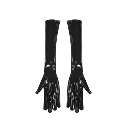 Guantes de látex brillante con ajuste elástico efecto mojado para mujer