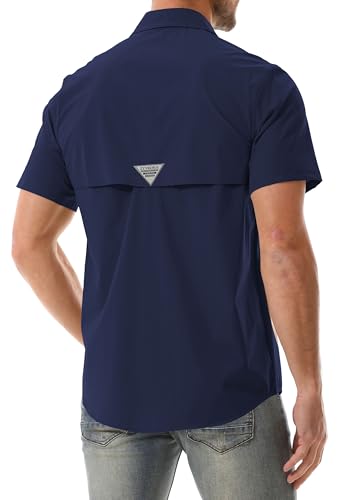 Zyvrenix Men's Short Sleeve Button Down Shirts with Pocket Deep Blue L - image 4