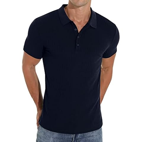 Sailwind Polo Shirts for Men Adult Summer Mens Tops Short Sleeve Breathable Lightweight Tees (Navy Blue, M) Cover