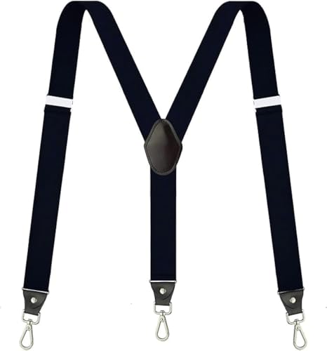 Vauhse Suspenders for Men, Adjustable Suspenders with Elastic Straps Y-Back Construction Heavy Duty for Work, Black, One Size